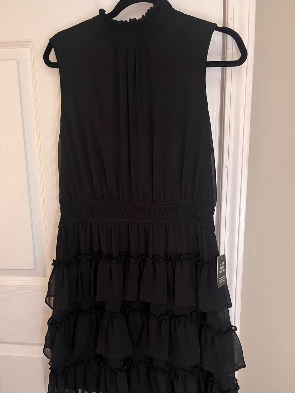 Express Black Sleeveless Ruffle Midi Dress